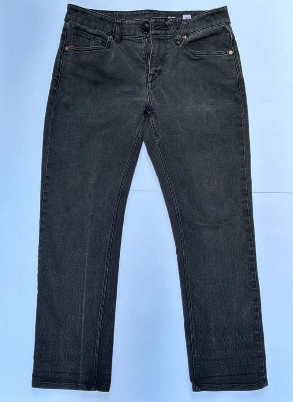 Volcom Solver Modern Straight Jeans in Smoked Black